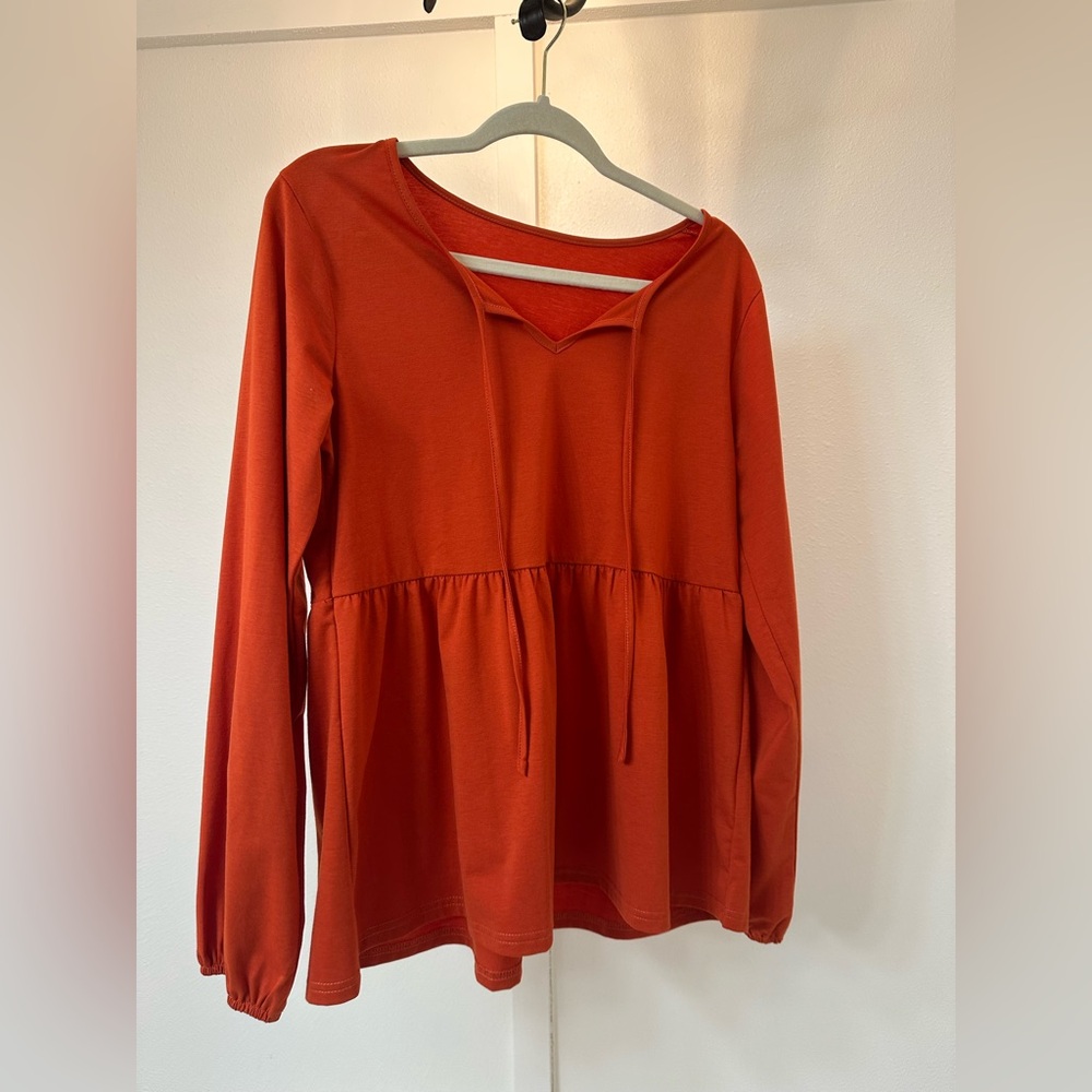 Burnt Orange Peasant Top